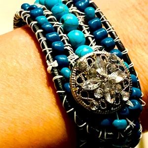 Triple Wrap Spider Cuff Seed Bead Bracelet